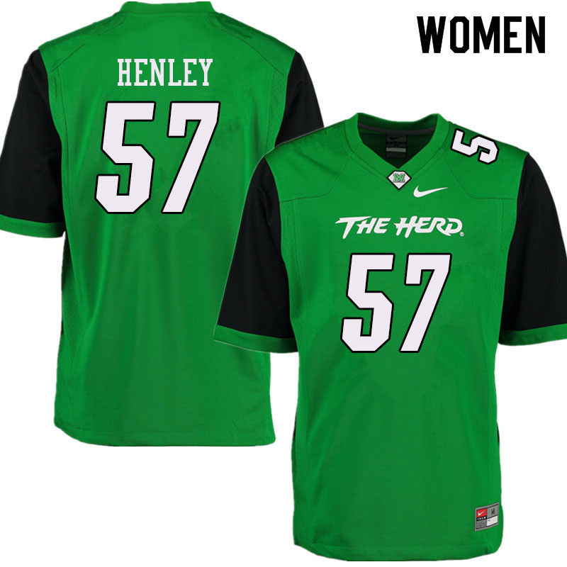 Women #57 Adrian Henley Marshall Thundering Herd College Football Jerseys Sale-Green